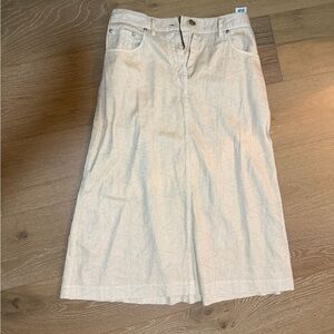 Women’s Cream Quilted A-Line Midi Skirt